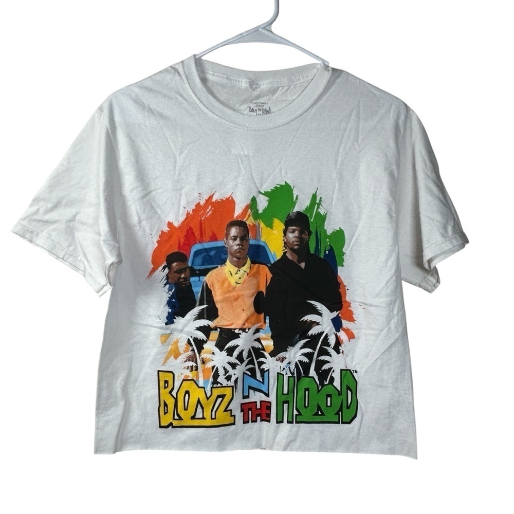 Vintage 90s Style Boyz N The Hood Graphic White Crop Top Tee Small